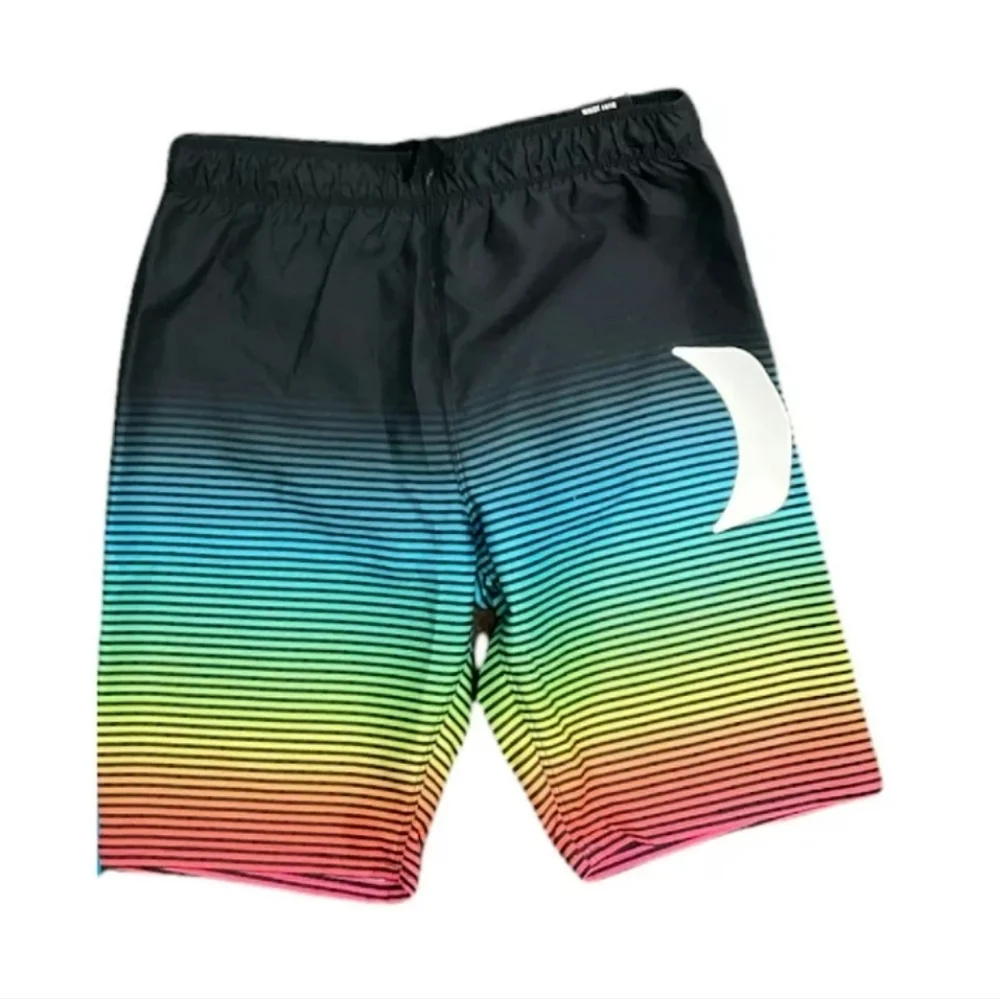 Hurley Logo Striped Board Shorts/Swim Trunks Size 10-12